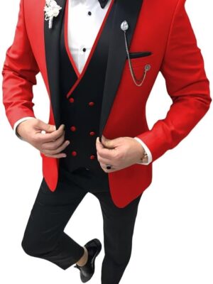 Tuxedo for Men 3 Piece Suit Slim Fit Tuxedo Suit Set Wedding Prom Suits Mens Fashion Formal Suits with Tie